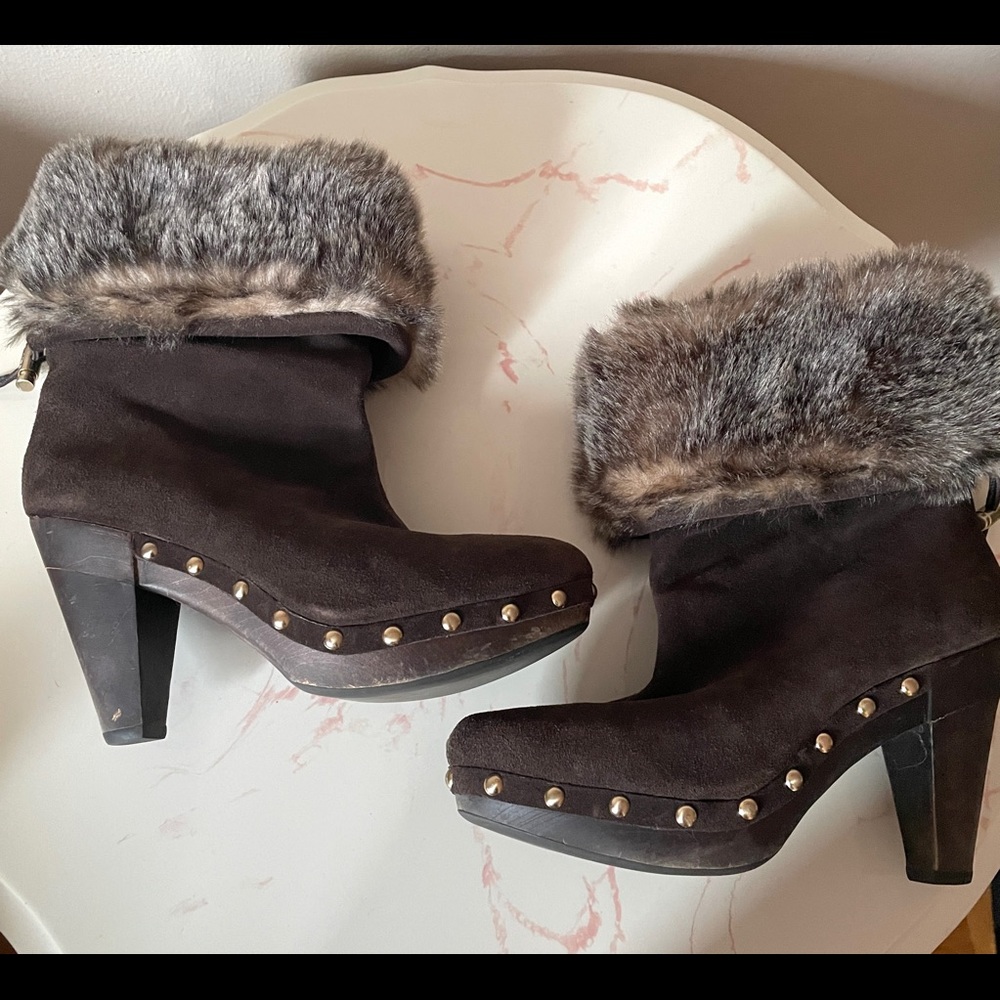 Michael Kors Brown Parker Faux Fur Booties